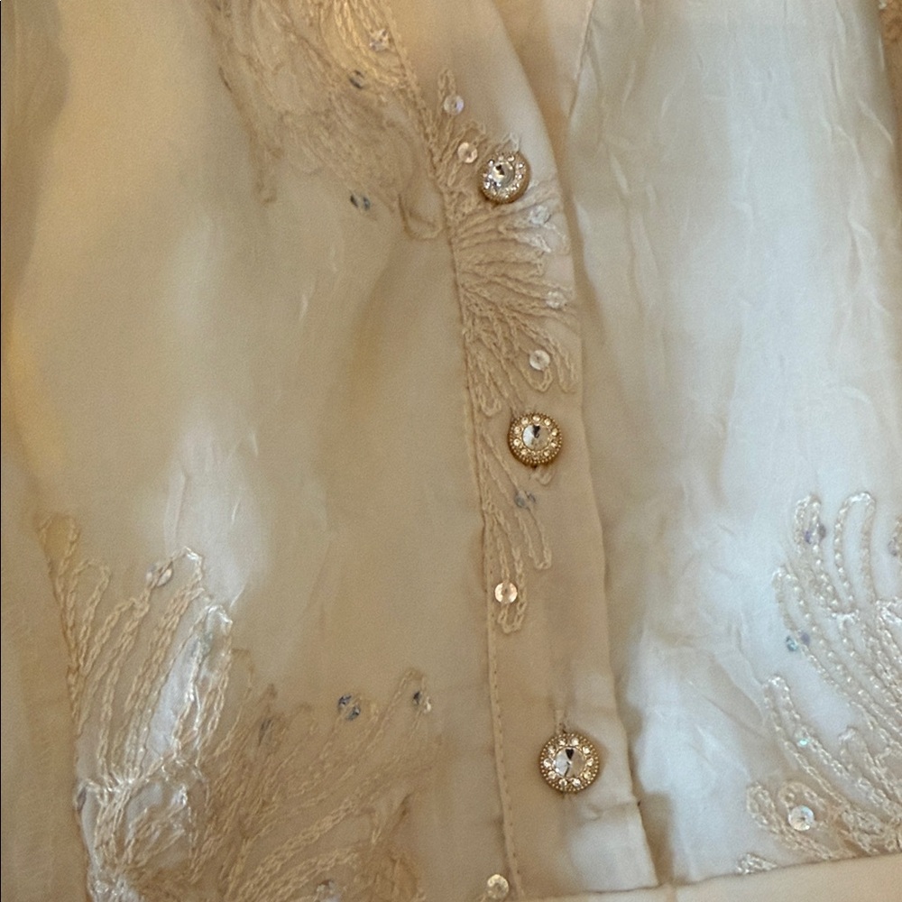 Embroidered sequined crinkled chiffon minidress - Picture 4 of 4